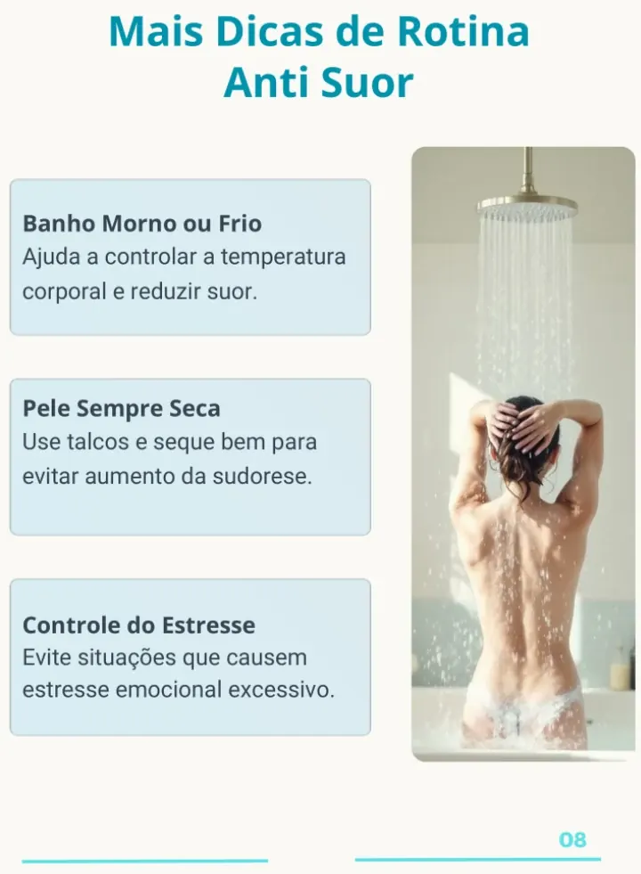 Página interna com dicas de rotina anti-suor